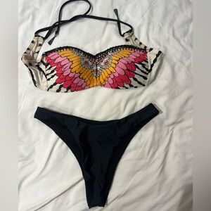 Trina Turk Pink and Orange Winged Bikini Set